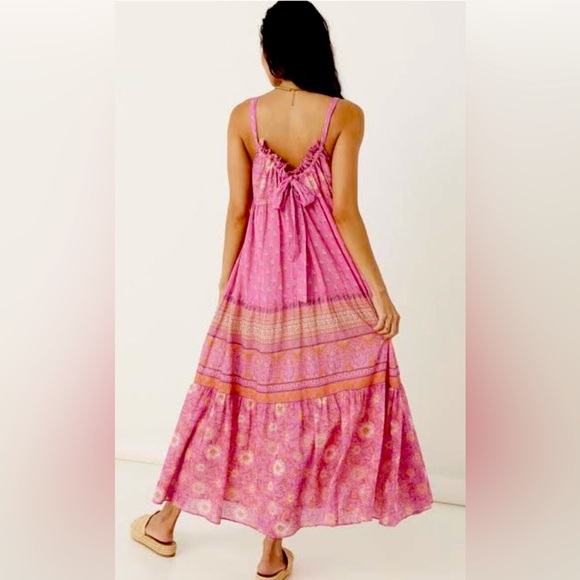 Spell and the Gypsy Collective Utopia Flamingo Strappy Drawstring Dress - Picture 2 of 4